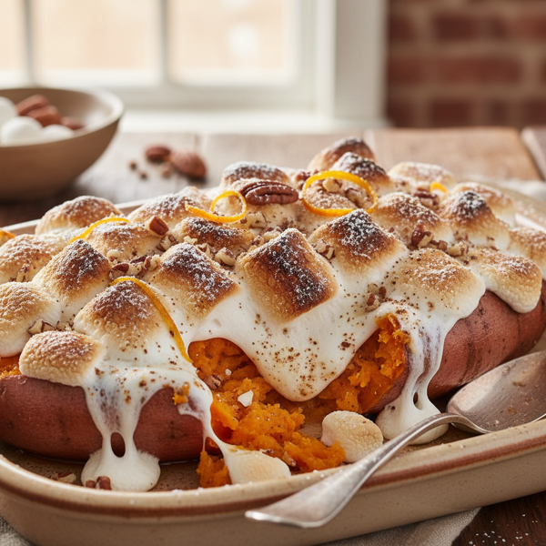 Decadent Marshmallow-Stuffed Sweet Potatoes recipe
