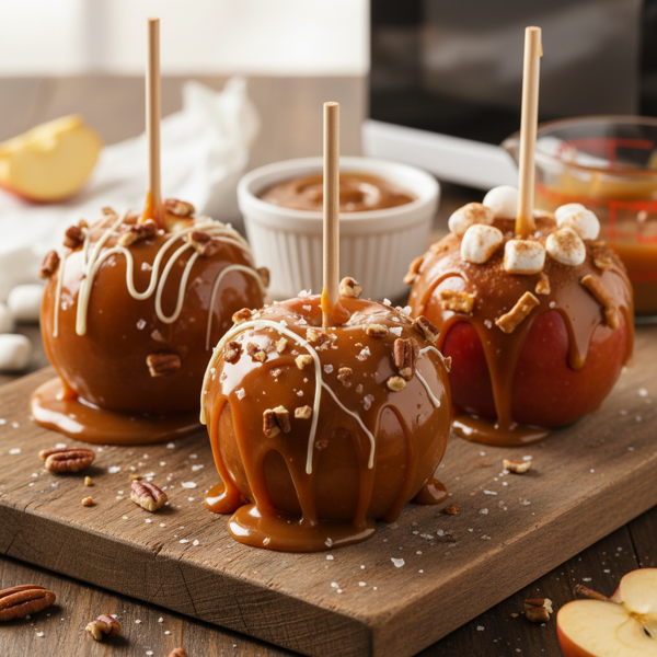 Decadent Microwaved Caramel Apples recipe