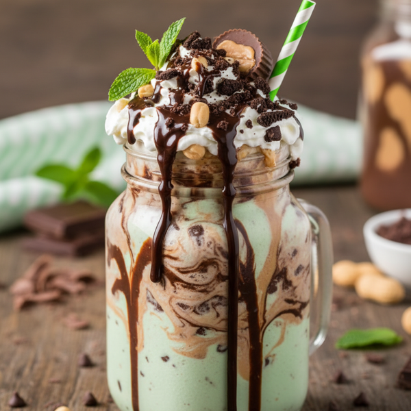 Decadent Mint Chocolate Peanut Butter Shake recipe