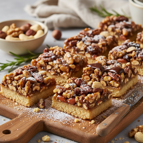 Decadent Mixed Nut Shortbread Bars recipe