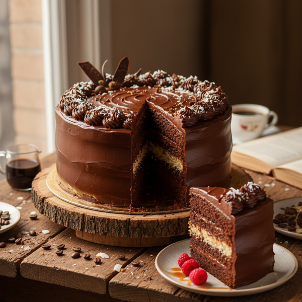 Decadent Mocha-Rum Layer Cake with Chocolate Cream Filling recipe