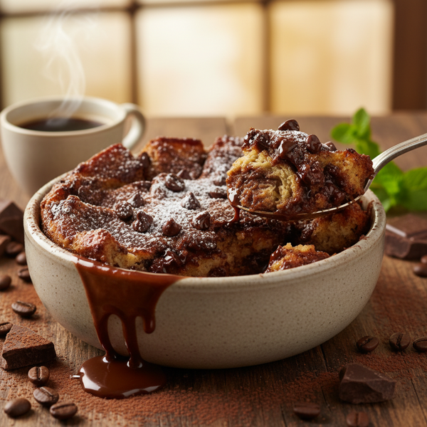 Decadent Mocha Chocolate Chip Bread Pudding recipe