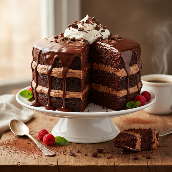 Decadent Mocha Fudge Layer Cake recipe