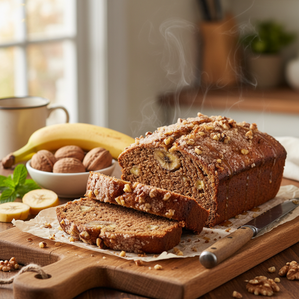 Decadent Moist Banana Nut Bread recipe