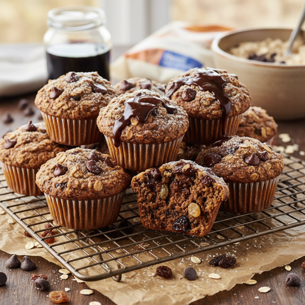 Decadent Molasses Oatmeal Chocolate Chip Muffins recipe