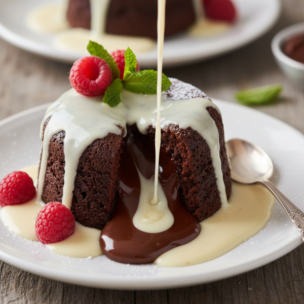 Decadent Molten Lava Cakes with Irish Cream Drizzle recipe
