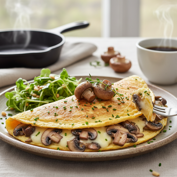 Decadent Mushroom Swiss Cheese Omelet recipe