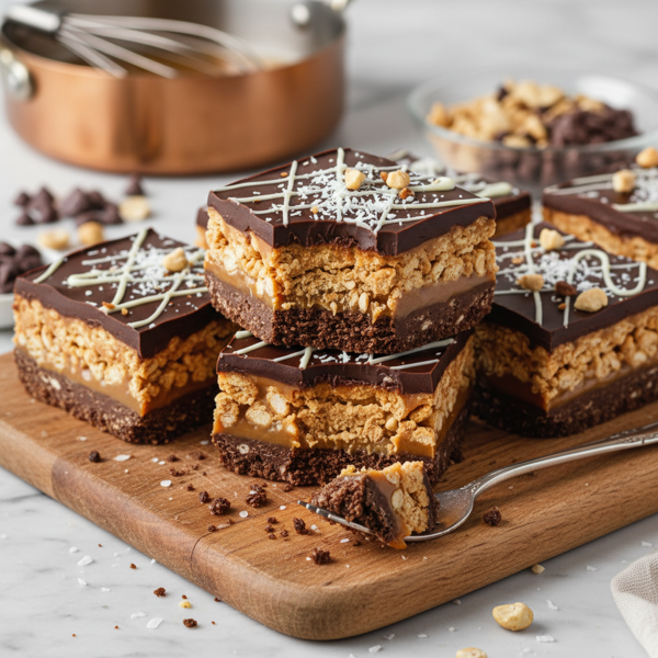 Decadent No-Bake Crunchy Layered Bars recipe