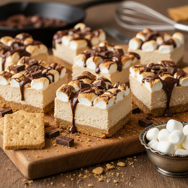 Decadent No-Bake S'mores Cheesecake Bars recipe