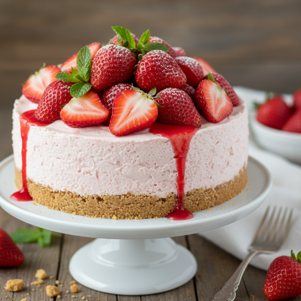 Decadent No-Bake Strawberry Cheesecake recipe
