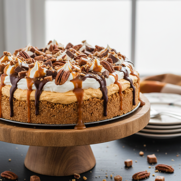 Decadent No-Bake Turtle Pumpkin Cream Pie recipe