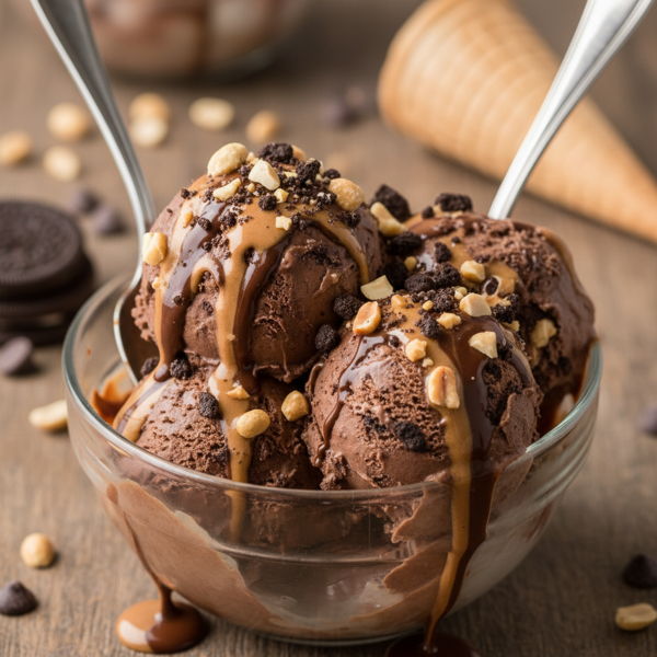 Decadent No-Churn Chocolate Peanut Butter Swirl Ice Cream recipe