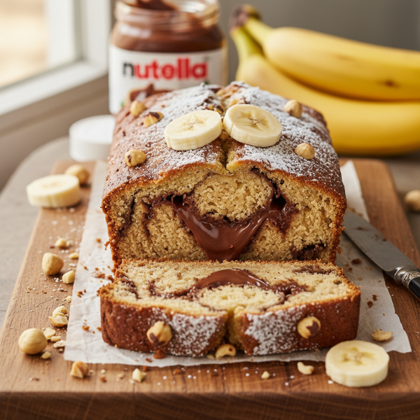 Decadent Nutella-Stuffed Banana Bread recipe