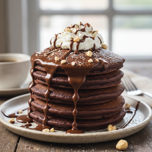 Decadent Nutella-Stuffed Chocolate Pancakes recipe