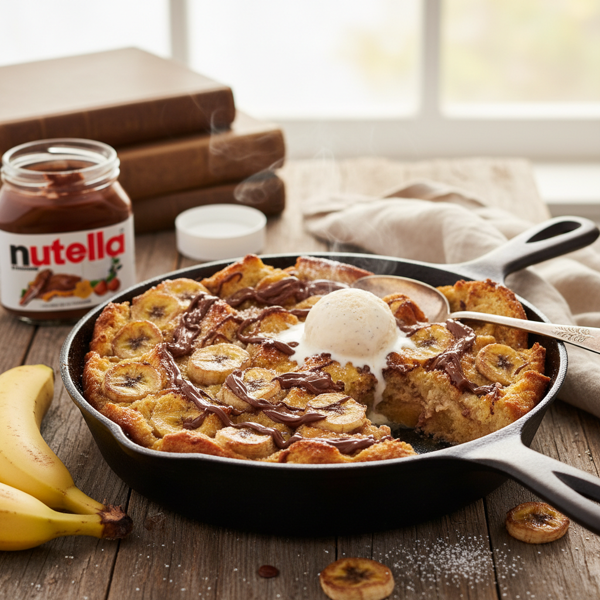 Decadent Nutella Banana Bread Pudding recipe