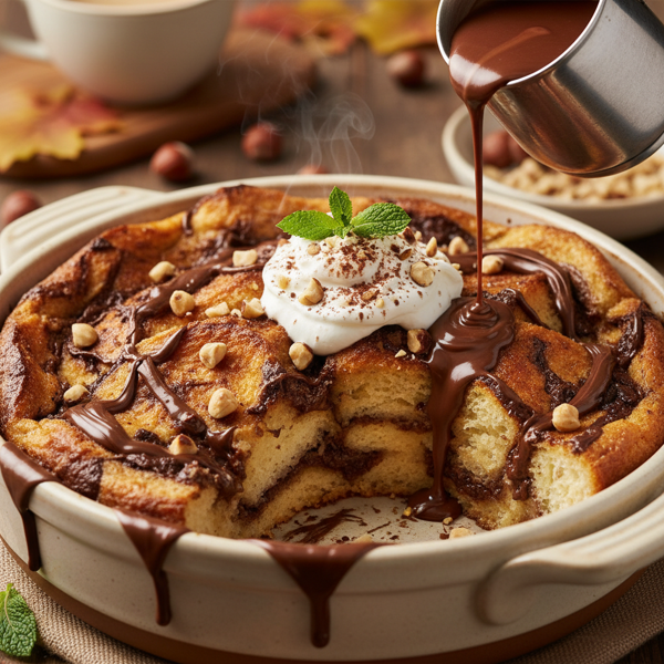 Decadent Nutella Bread Pudding Delight recipe