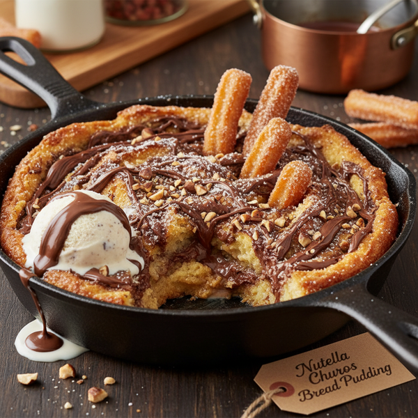 Decadent Nutella Churros Bread Pudding recipe