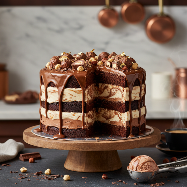 Decadent Nutella Ice Cream Layer Cake recipe