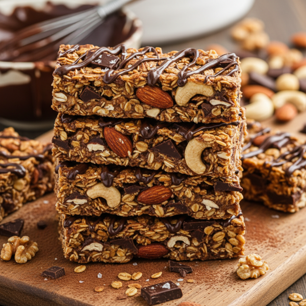 Decadent Nutty Chocolate Granola Bars recipe