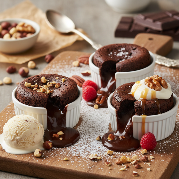 Decadent Nutty Chocolate Lava Cakes recipe