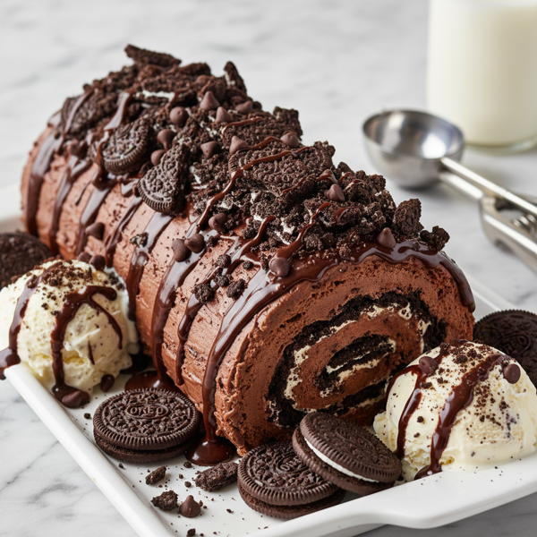Decadent Oreo Chocolate Ice Cream Roll recipe