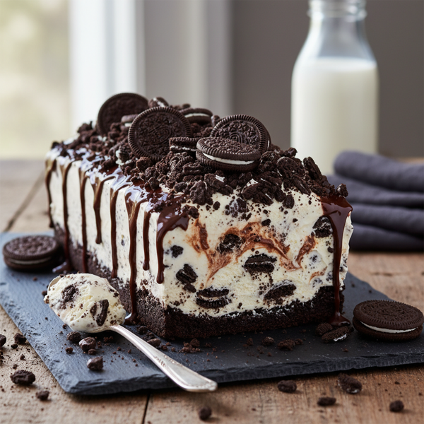 Decadent Oreo Ice Cream Loaf Cake recipe
