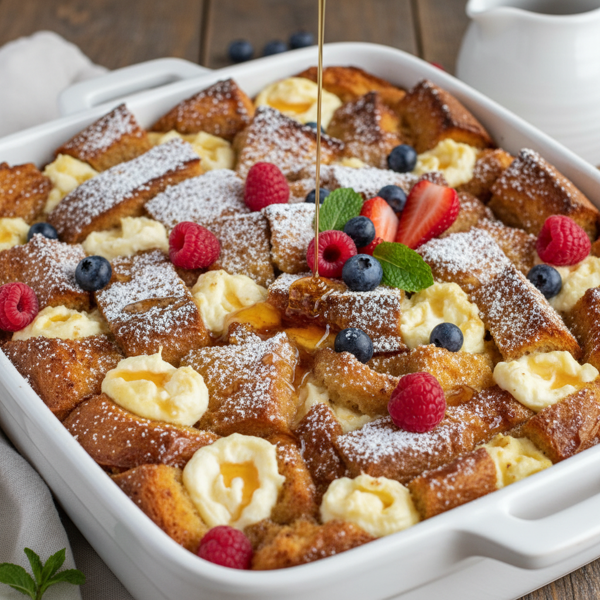 Decadent Overnight Cream Cheese-Stuffed French Toast Bake recipe