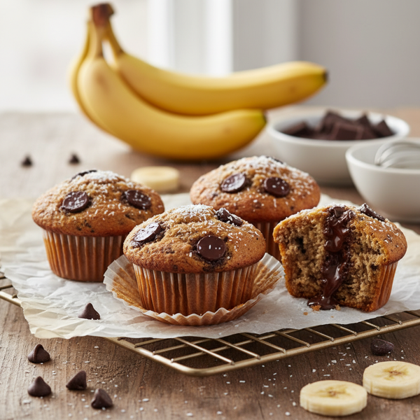 Decadent Paleo Banana Chocolate Chip Muffins recipe