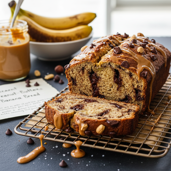 Decadent Peanut Butter-Chocolate Chip Banana Bread recipe
