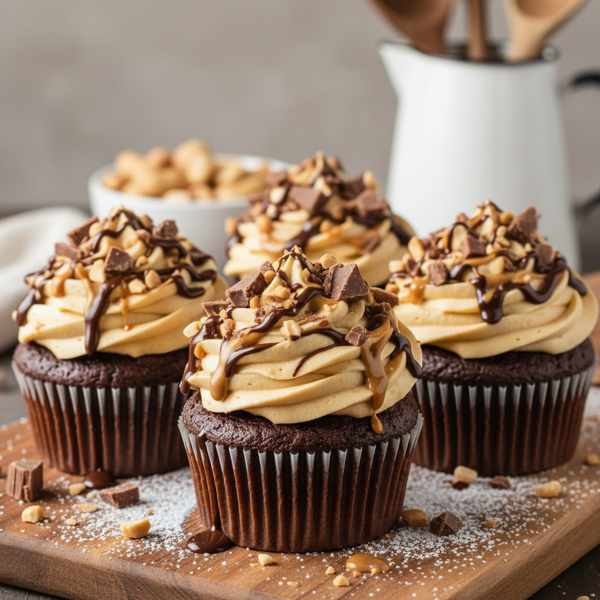 Decadent Peanut Butter Brownie Cupcakes recipe