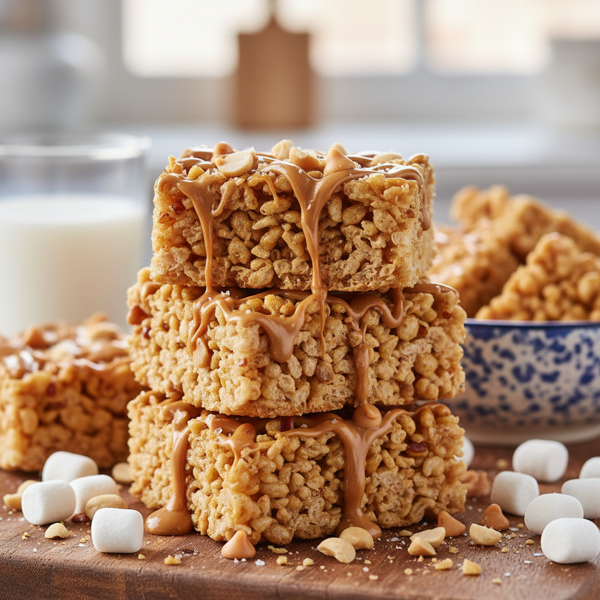 Decadent Peanut Butter Butterscotch Crispy Treats recipe