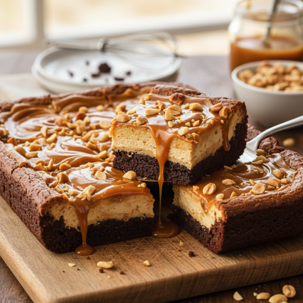 Decadent Peanut Butter Caramel Cheesecake Brownies recipe
