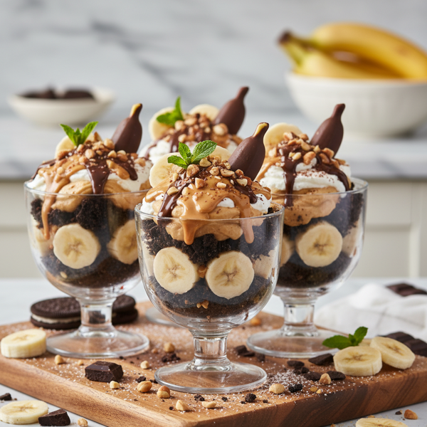 Decadent Peanut Butter Chocolate Banana Parfaits recipe