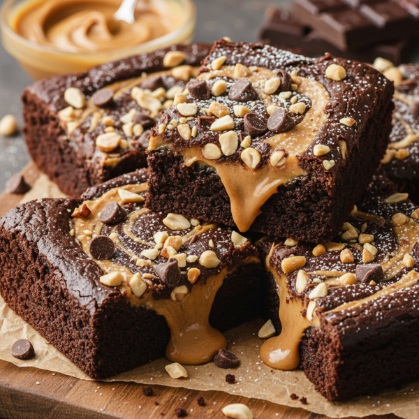Decadent Peanut Butter Chocolate Bliss Brownies recipe