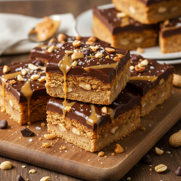Decadent Peanut Butter Chocolate Butterscotch Bars recipe