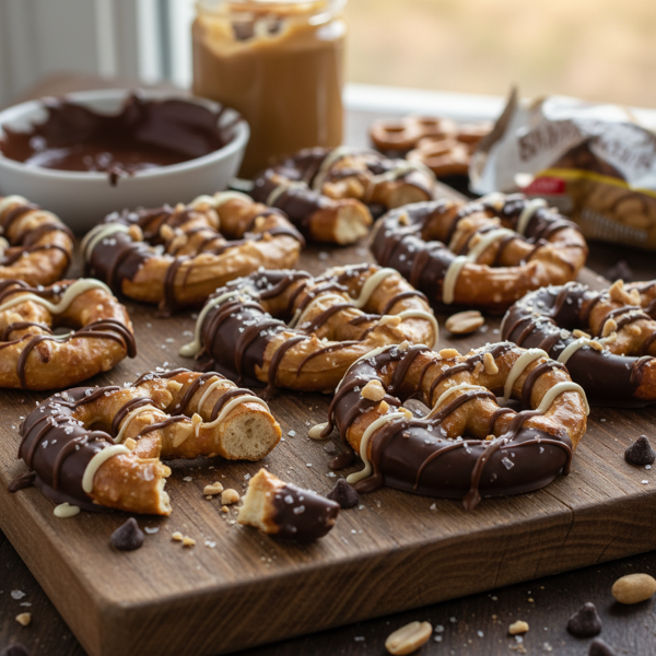Decadent Peanut Butter Chocolate Covered Pretzels recipe