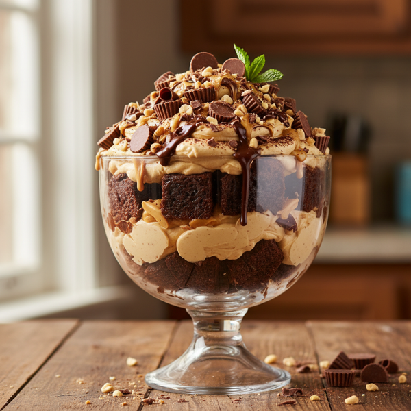 Decadent Peanut Butter Cup Brownie Trifle recipe