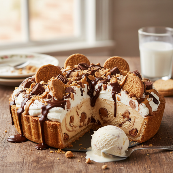 Decadent Peanut Butter Ice Cream Pie Delight recipe