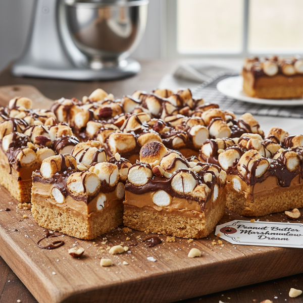 Decadent Peanut Butter Marshmallow Bars recipe