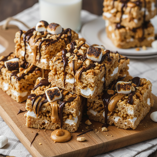 Decadent Peanut Butter Marshmallow Crisp Treats recipe