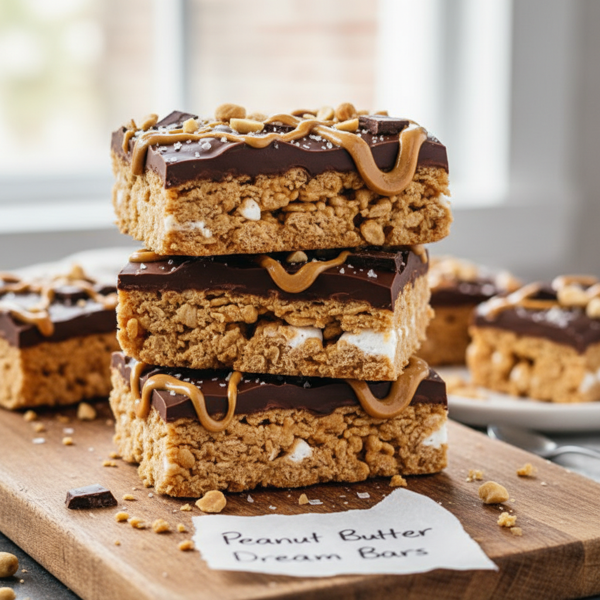 Decadent Peanut Butter Rice Crispy Bars recipe
