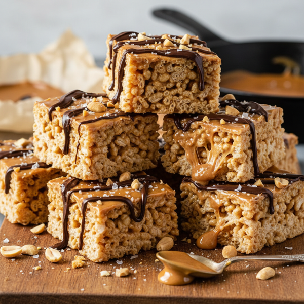 Decadent Peanut Butter Rice Krispies Treats recipe