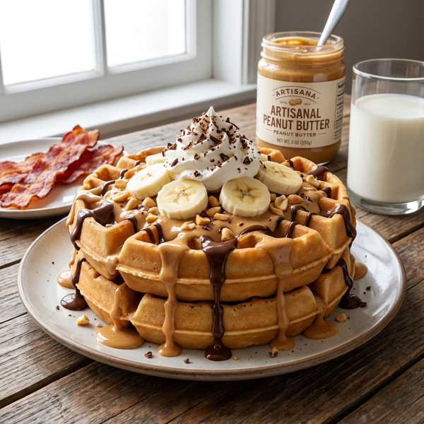 Decadent Peanut Butter Waffles recipe