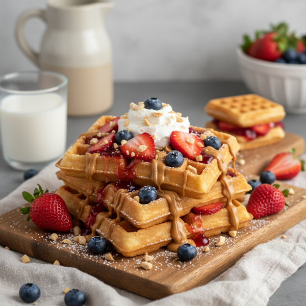 Decadent Peanut Butter & Jelly Waffles recipe