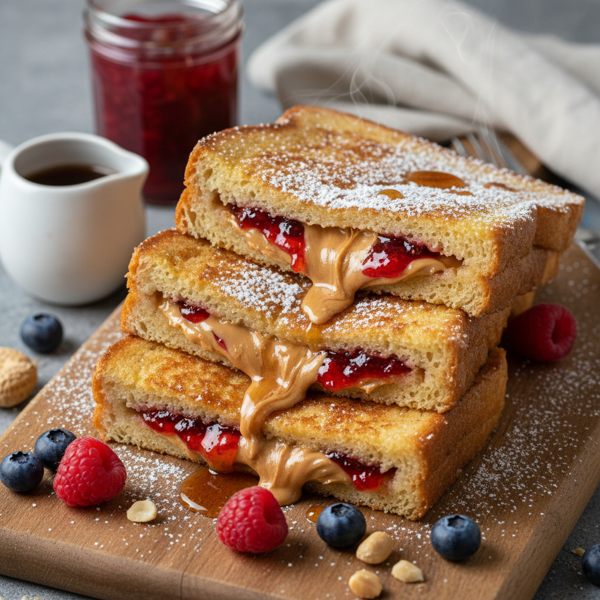 Decadent Peanut Butter and Jelly Stuffed French Toast recipe