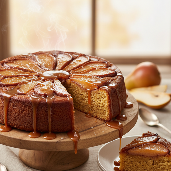 Decadent Pear Upside-Down Cake with Velvety Caramel Drizzle recipe