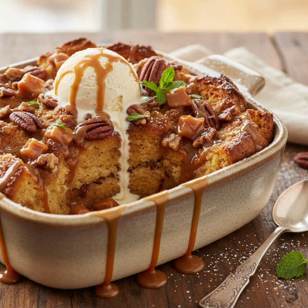 Decadent Pecan Caramel Bread Pudding recipe