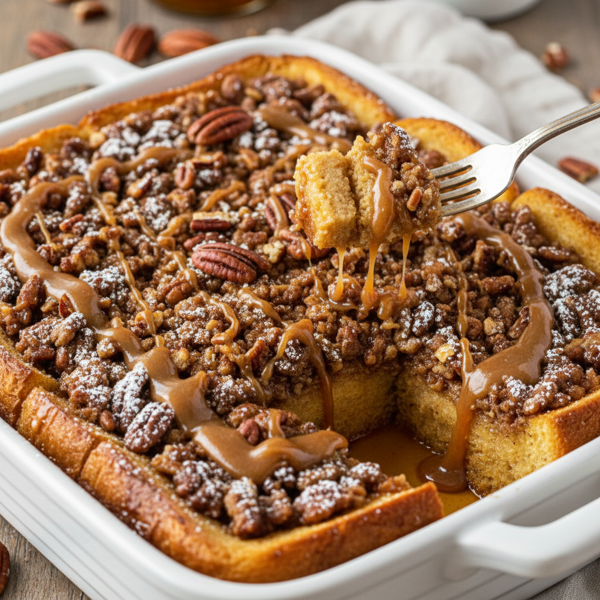 Decadent Pecan Praline French Toast Bake recipe