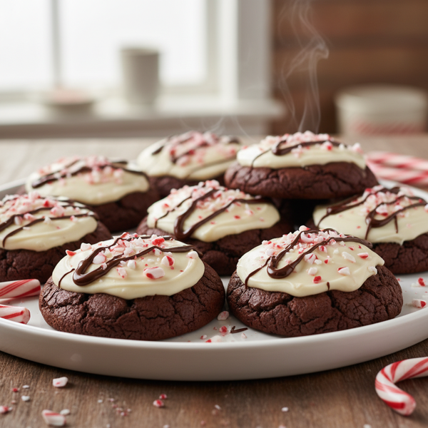 Decadent Peppermint Bark Brownie Cookies recipe