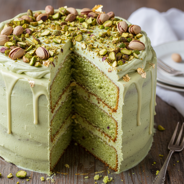 Decadent Pistachio Delight Cake with Creamy Frosting recipe